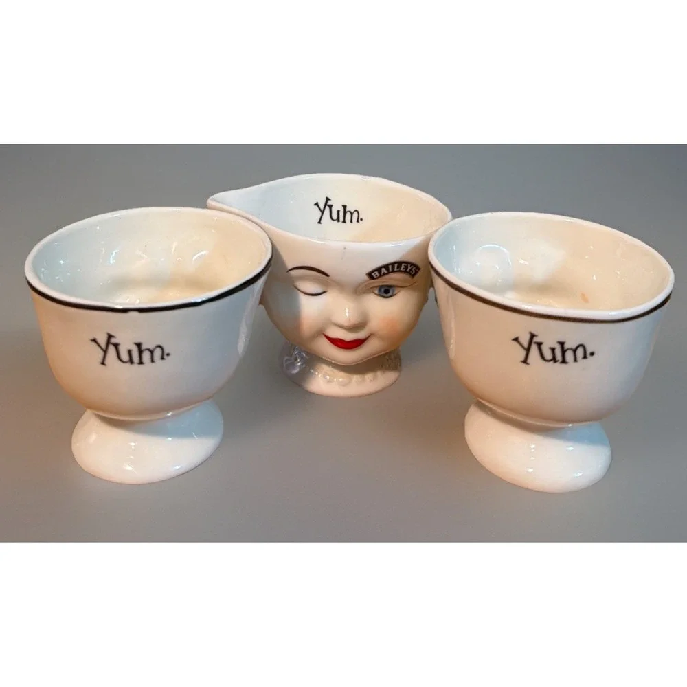 Vintage Bailey's Irish Cream winking face cups & Creamer 96' Limited Edition Set